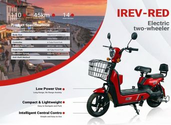 IREV 48v Electric Moped, Street Legal w/ Backup Pedal Option, Fun for All