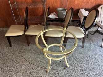 Round Glass Dining Table with 4 Chairs