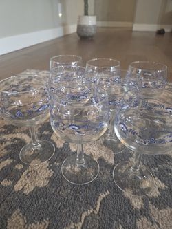 Vintage Blue Danube Wine Glasses - Set of 8 Blue 