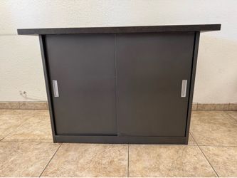 Sleek Modern Metal Storage Cabinet with Dual Sliding Doors