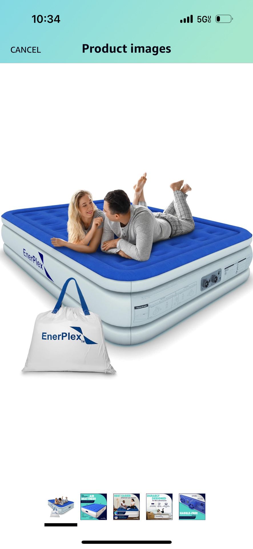 EnerPlex Air Mattress with Built-in Pump - Double Height Inflatable Mattress for Camping, Home & Portable Travel - Durable Blow Up Bed with Dual Pump 