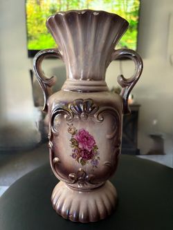 Vintage Ceramic Vase with Floral Motif