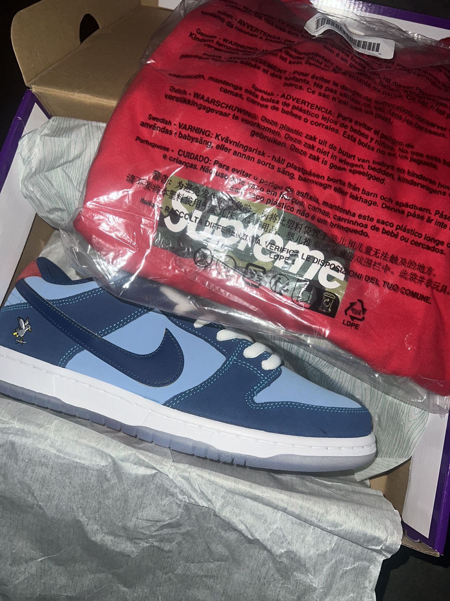 Why So sad dunks ds Sz10 $270   Supreme Box Logo Tee Sz XL $80 New