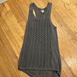 Grey crochet tank top with cut out detail size small 