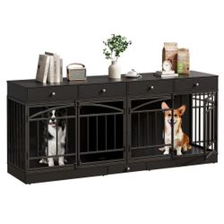🟢 Double Dog Crate Furniture