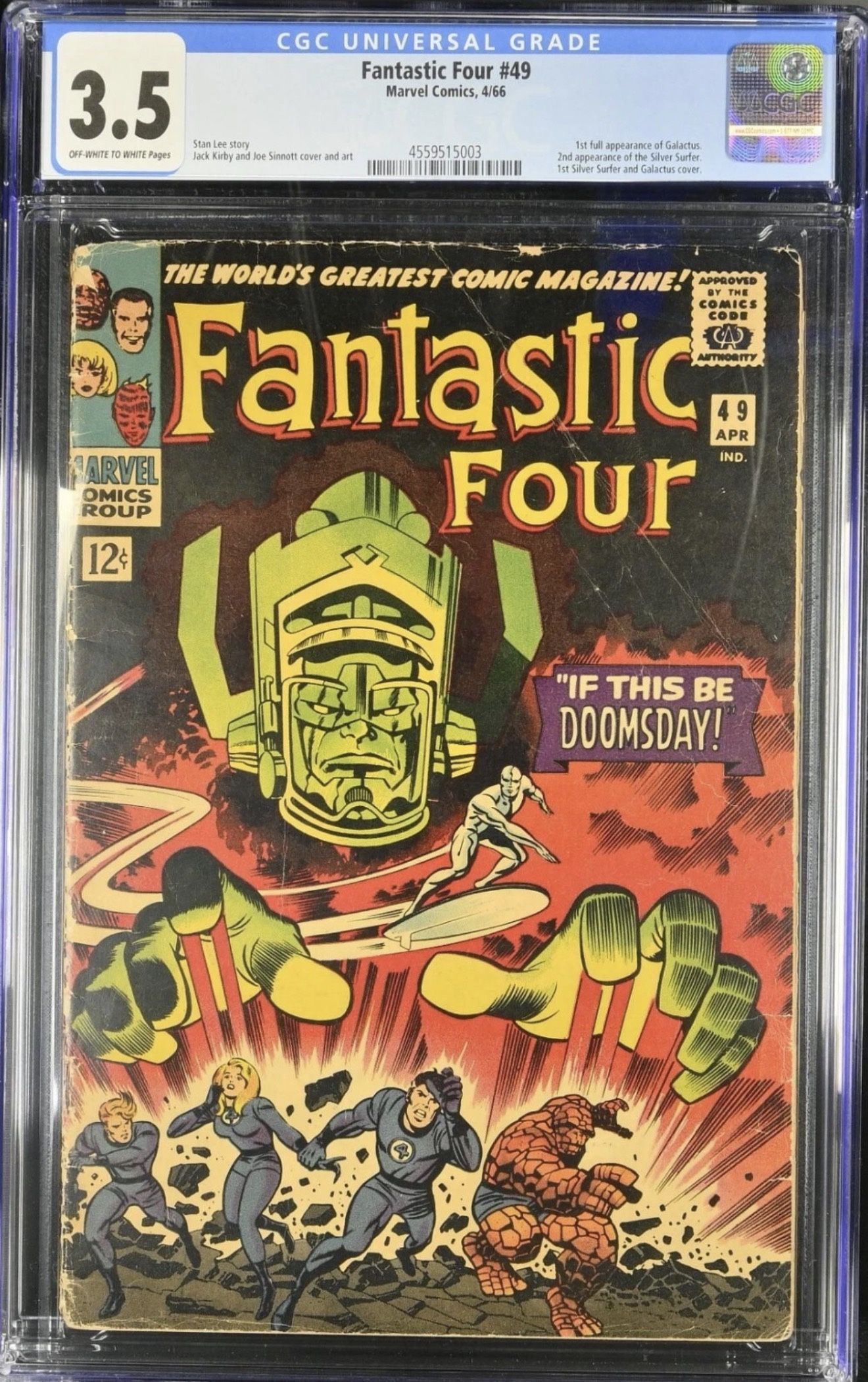 Fantastic Four #49 - CGC 3.5 - Off-White to White - 1st full Galactus