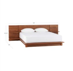 CB2 Andes acacia wood king bed with nightstands