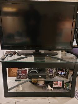 TV & Black & Glass Entertainment Center Media