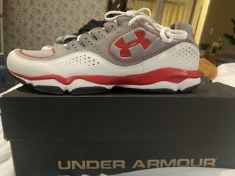 12 Mens Under Armour White Gray Red Sneakers Shoes New