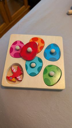 Wooden Dino egg matching