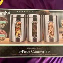 PARINI 3 piece stainless steel canister set