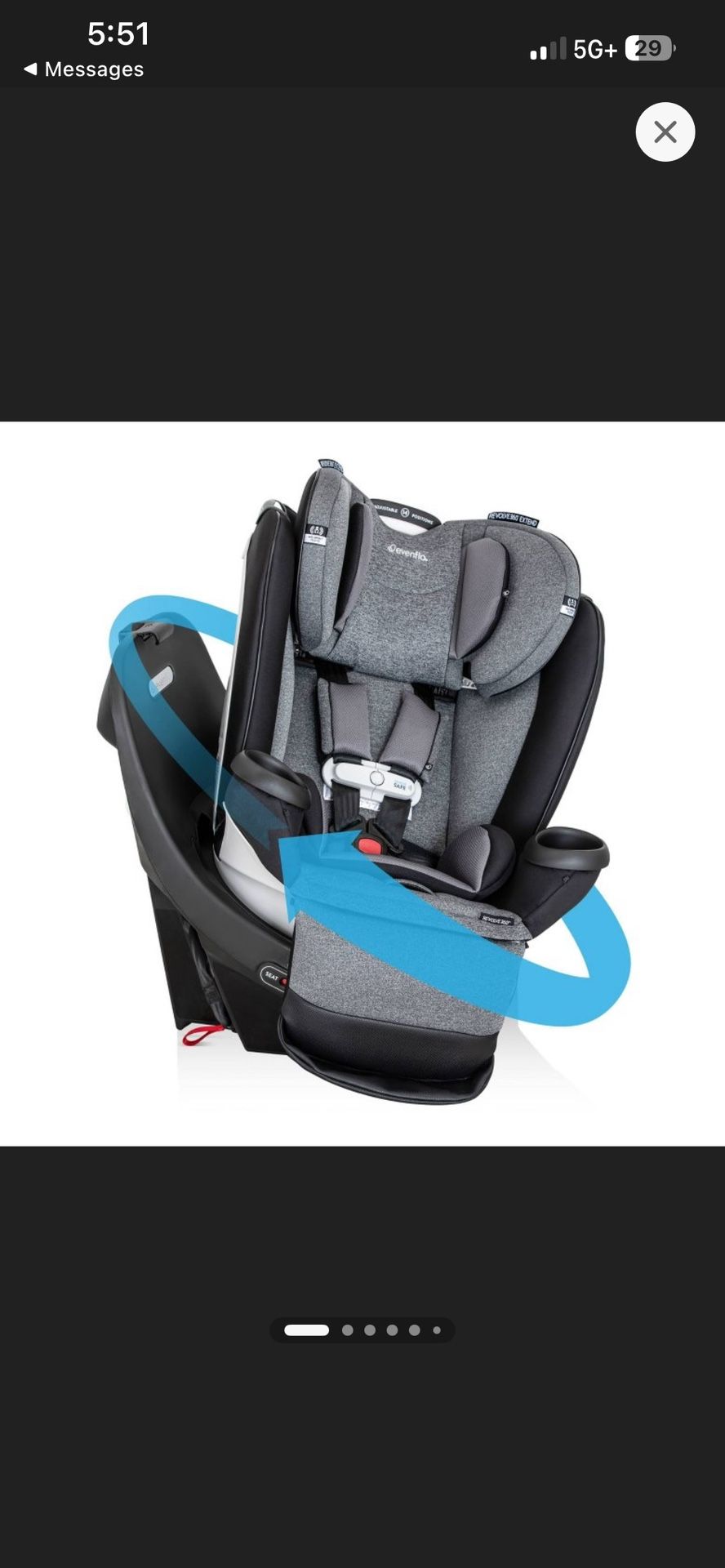 Evenflo Gold Revolve 360 Extend All-in-One Rotating Convertible Car Seat SensorSafe - Moonstone gray