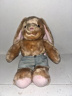 Build A Bear Brown Bunny Rabbit Plush Pink Floppy Ears Stuffed Animal 15"
