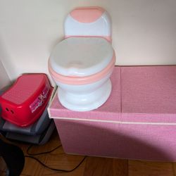 Pink Storage Toy Chest With Toys 2 Booster Chairs, Potty , Step Stool 