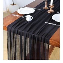 5 Black Cheesecloth Table Runner 120 Inch Rustic Boho Cheese Cloth 10Ft Sheer Gauze Table Runner for Wedding Decor Birthday Baby Shower Holiday Party 