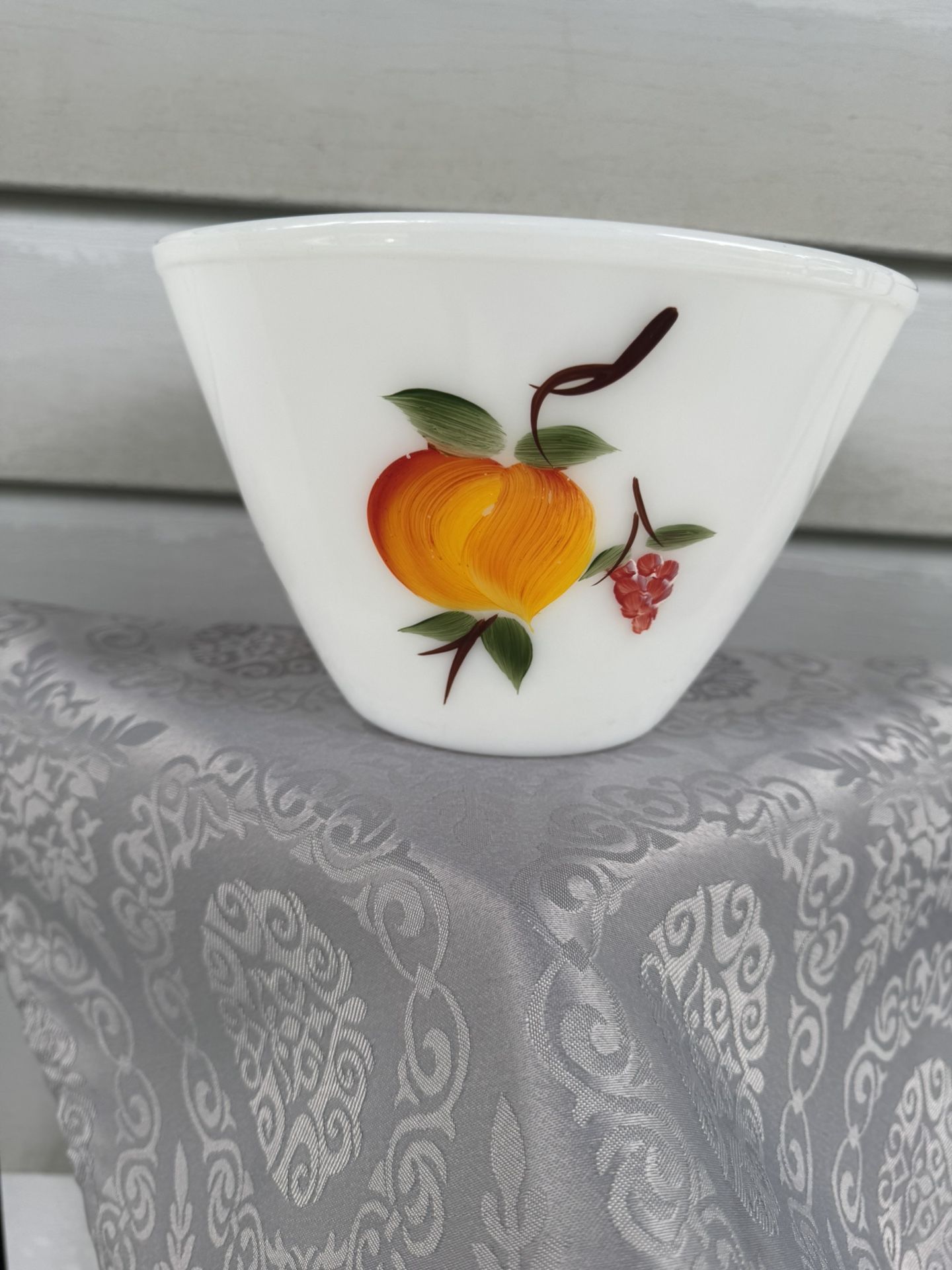 FIRE KING: Milk Glass Splash Proof Bowl, Fruit, VINTAGE, 1940’s-50’s