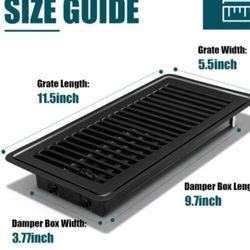 Floor Register 4x10, 6Pack Black Floor Vent Covers, Heavy Duty Steel Walkable Floor Vents,Vent Covers for Home Floor