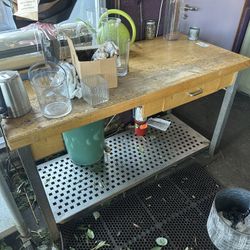 Butcher Block Work Table With Drawers