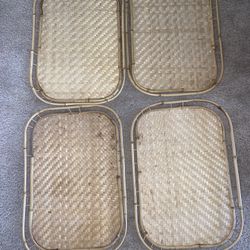 Set Of 4 Boho Bamboo Trays 