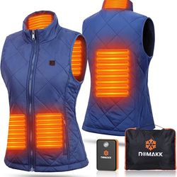 NOMAKK Heated Vest with 3 Heating Levels, Size S, 4 Heating Zones,Neck Heating Jacket Washable with 15000mAh Battery3