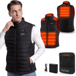 Men's Heated Vest Lightweight Warm Jacket With Battery Pack 7.4V Electric Heating Vest for Hunting/Fishing, Size: Large