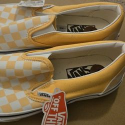  NewYellow Checkerboard Vans Sneakers. Size 8