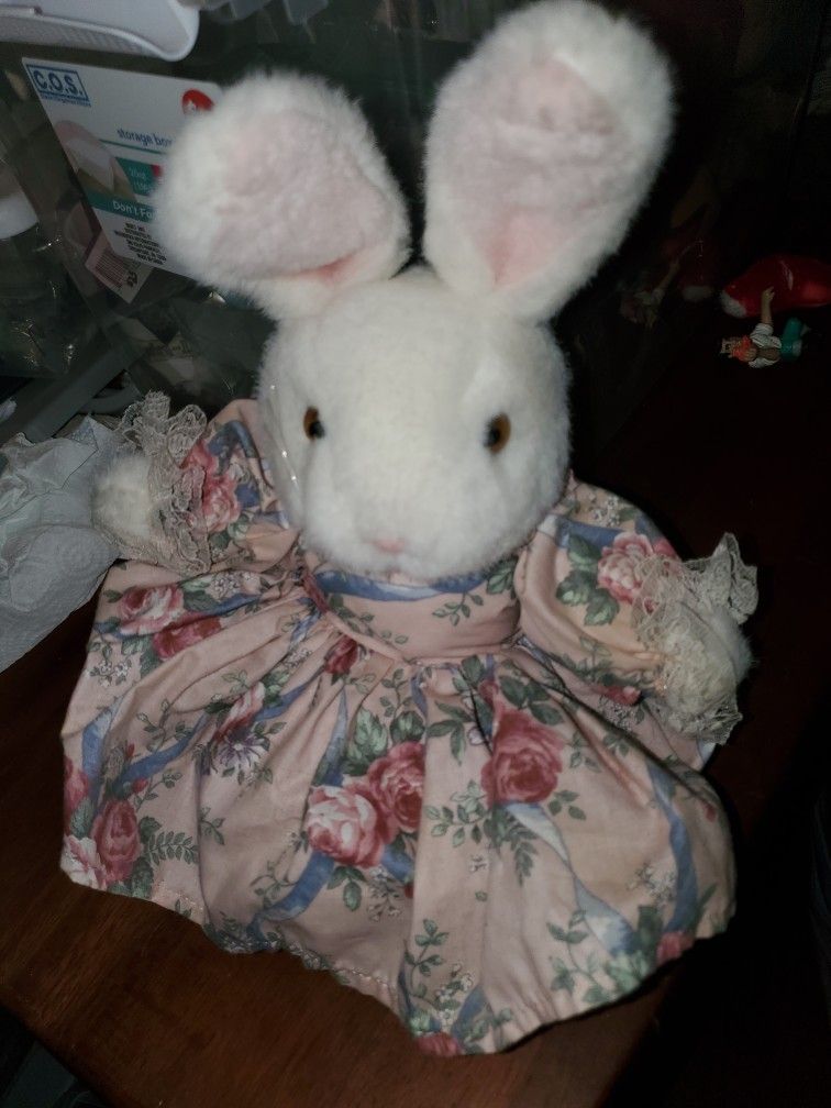 Dressed Bunny In A Floral Outfit