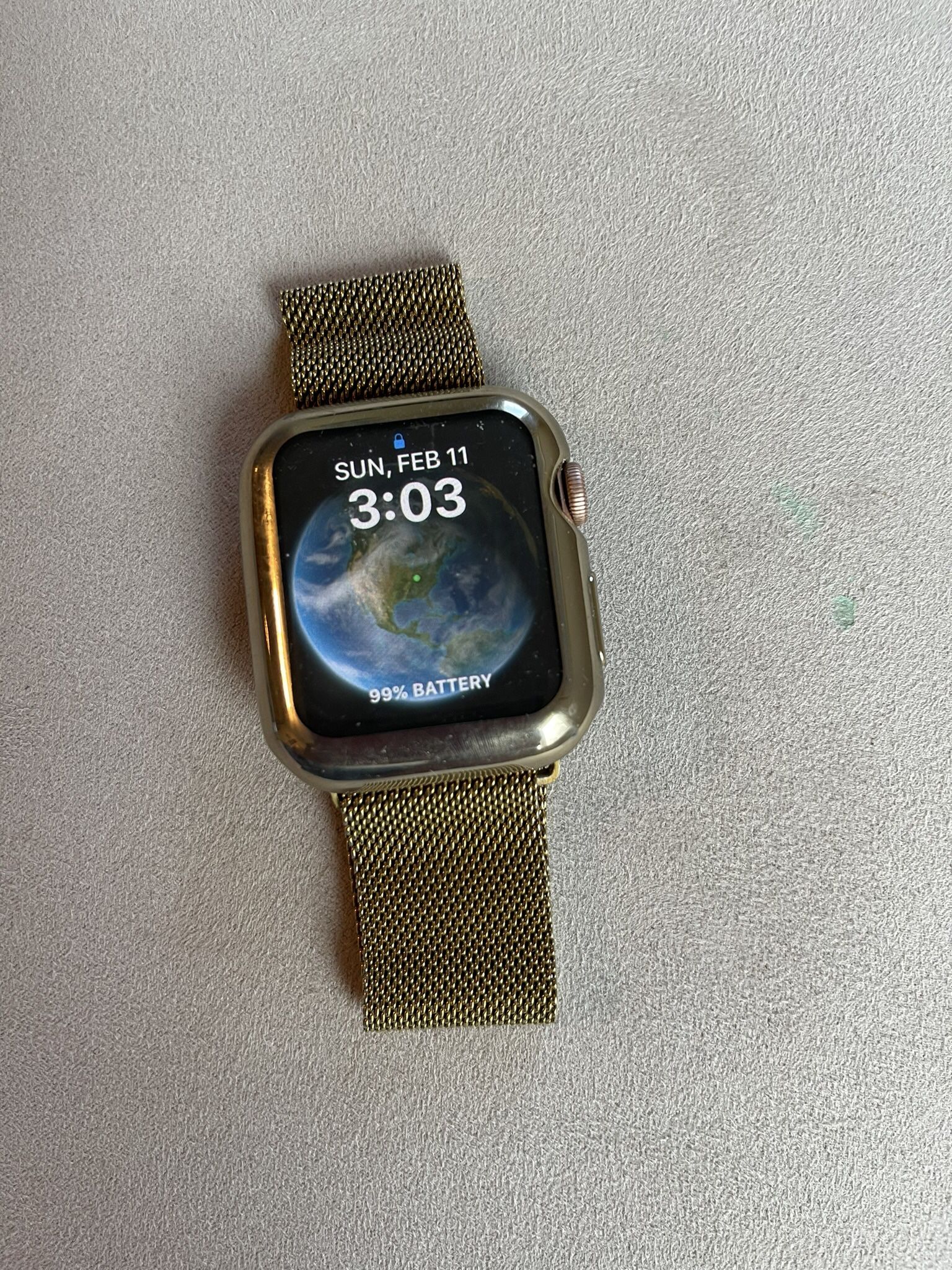 Yellow Gold Color Apple Watch Band With Full Screen Protector
