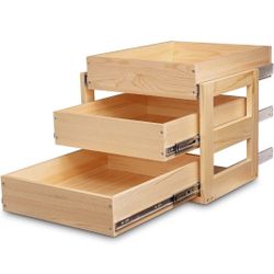 Pull Out Drawers For Cabinets, 23''W×21''D×19''H Soft Close Slide Out Wood Shelves Storage Organizer for Kitchen, 3-Tier, Finished, Heavy-Duty, Bottom