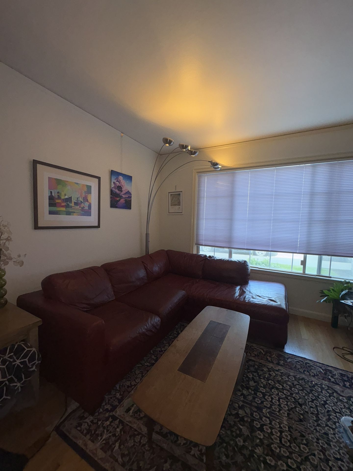 red leather couch