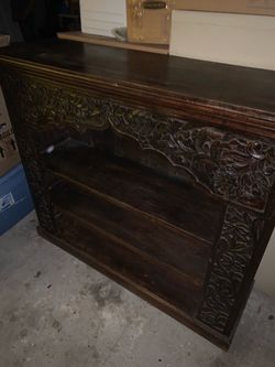 Vintage hand carved wooden shelf