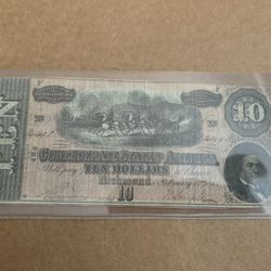 1864 US Confederate $10 Bill