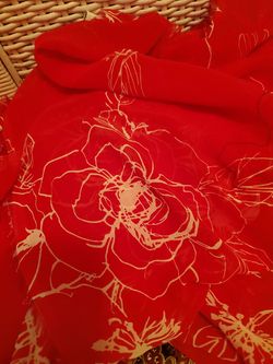 Material red sheer white
