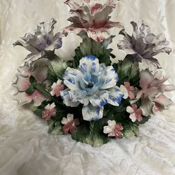 Capodiamonte Italian  Handmade Porcelain Floral Centerpiece 