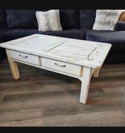 Rustic distressed Farmhouse coffee table with drawers