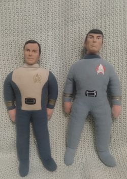 Vintage 1979 Knickerbocker Star Trek Captain Kirk and Mr Spark Push Dolls W/Soft Rubber Heads