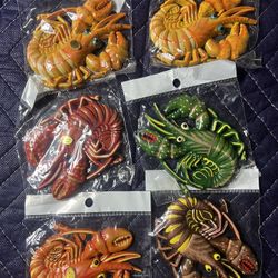 Vintage Hand-Painted Lobster Wall Plaques – Coastal Beach Decor – Sealed (Lot of 6)