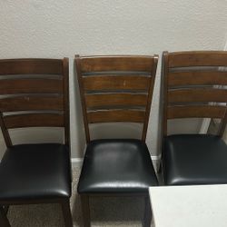 brown wood leather seat chairs  $15