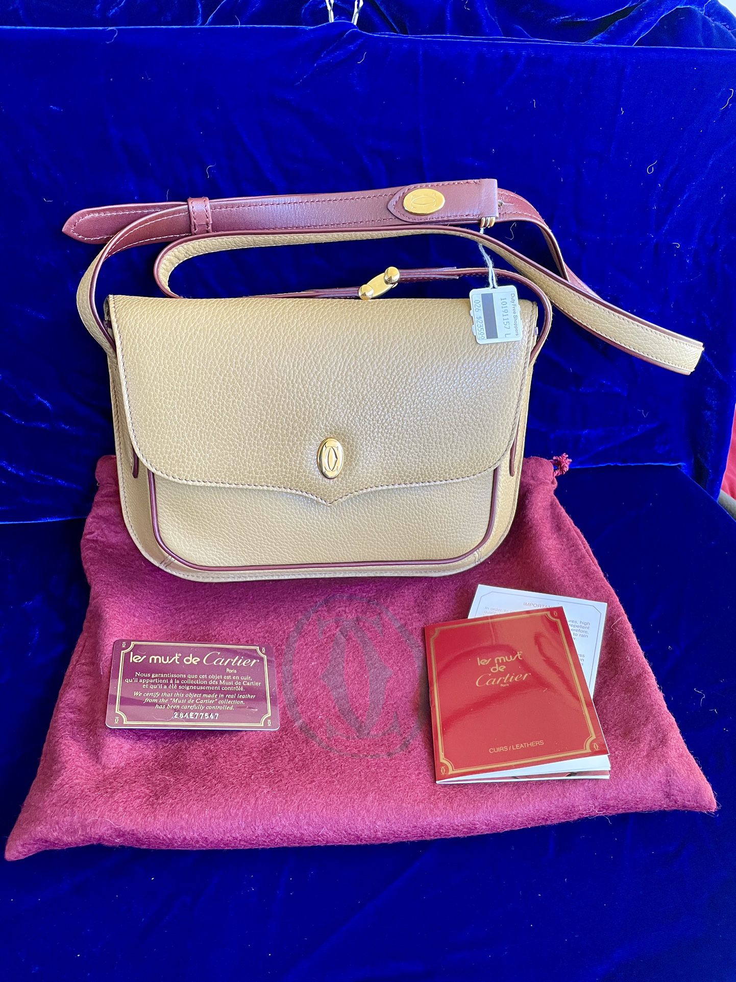 Rare Cartier Shoulder Bag Leather Vintage New Old Stock Bag Messenger Pouch Box