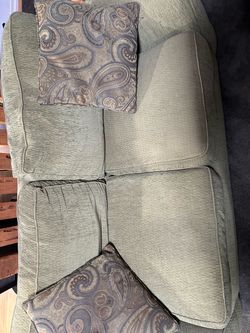 Green Fabric Sofa & Matching Loveseat Set with Ottoman