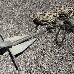 Large Galvanized 22 Lbs Anchor Chain Danforth Anchor Line 22’-28’ Boat