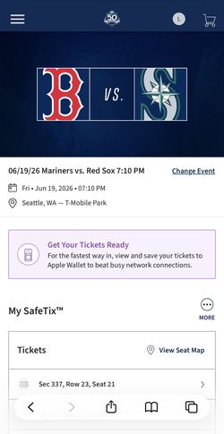 4 Tickets Mariners Vs Red Sox