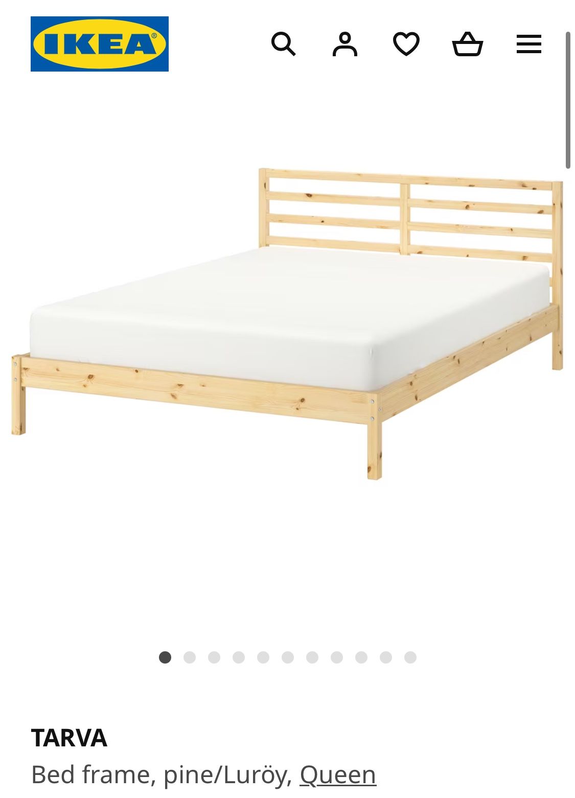 IKEA TARVA Bed frame, pine/Luröy, Queen