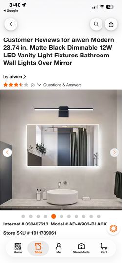 Modern 23.74 in. Matte Black Dimmable 12W LED Vanity Light Fixtures Bathroom Wall Lights Over Mirror