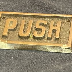 Small Antique Vintage, Brass Plate, Door Push