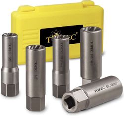 Topec 5-Piece Spiral Type Deep Extractor Set, Spark Plug Automotive Tools