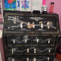 Secretary desk with real Pearl Asian decor