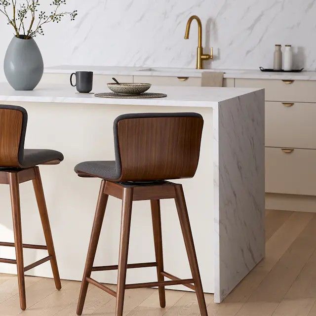 Article- Sede Miller Gray Walnut Swivel Counter Stools BRAND NEW IN BOX, NEVER USED.set of 3