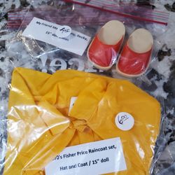 Fisher Price 15 Inch Doll Shoes & Raincoat