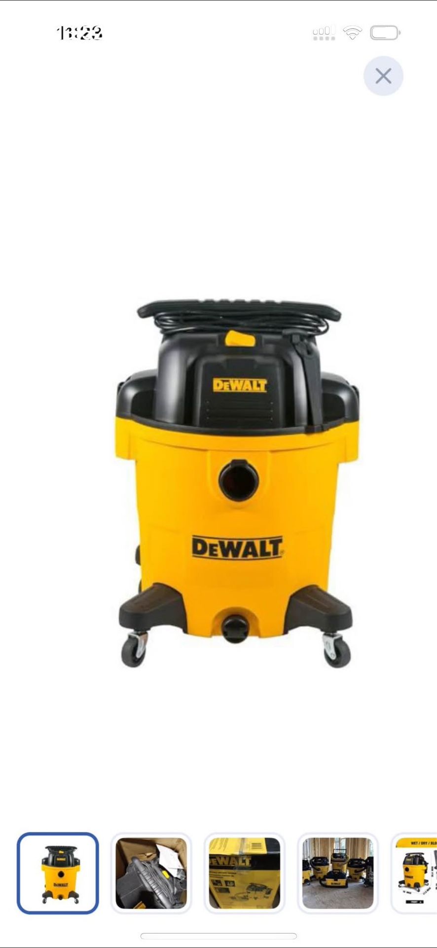 DEWALT 12 Gallon Poly Wet/Dry Vac, 5.5 HP Shop Vacuum Wet Vacuum Cleaner for Workshop, Jobsite, Commericial Area, Large Pick-Up Capacity, Yellow,DXV12